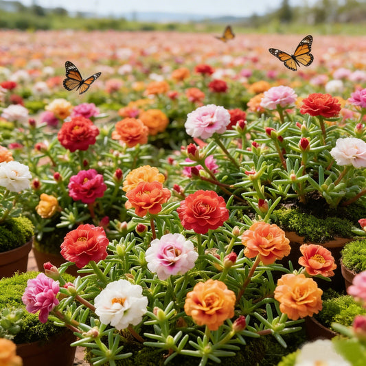 🌸 Double Flowered Moss Rose Seeds – 🌿Perennial Flower Seeds / Large Flowers / Easy to Grow