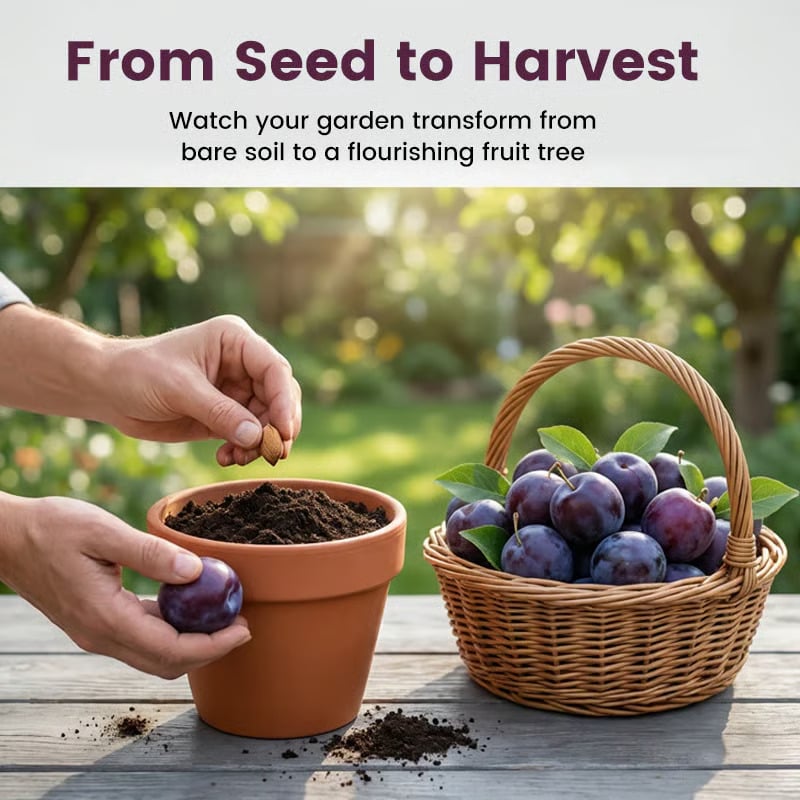 🌳🍑 Heirloom Non-GMO Grafted Plum Tree Live Seeds