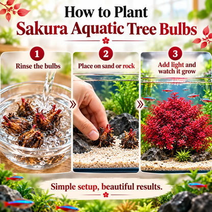 🔥 Crimson Sakura Aquatic Tree Bulbs – Grow a Fiery Underwater Mini Forest