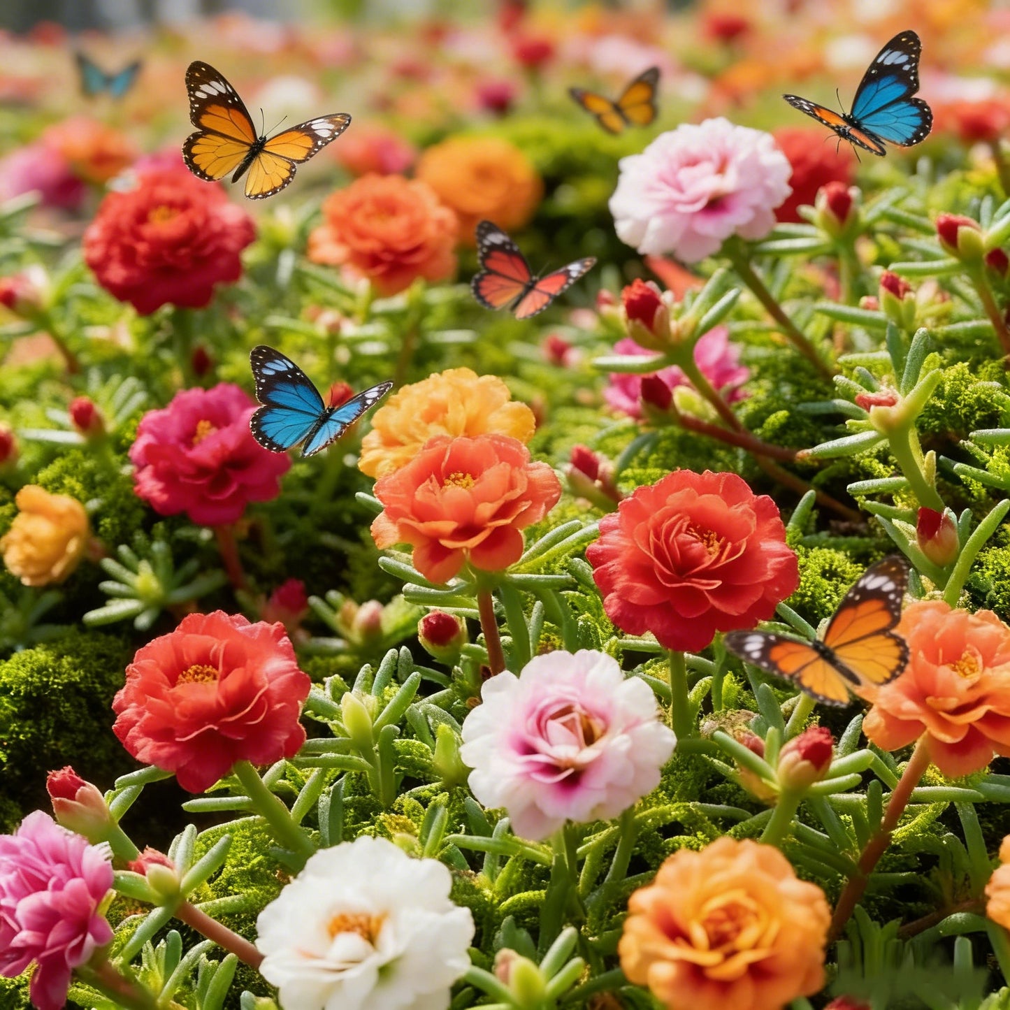 🌸 Double Flowered Moss Rose Seeds – 🌿Perennial Flower Seeds / Large Flowers / Easy to Grow