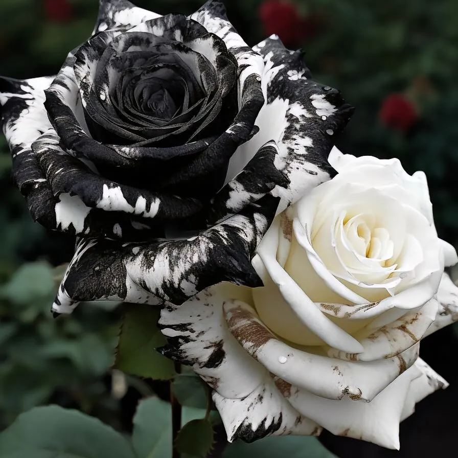 🎉Limited time discount🌞Black and White Cruella Twin Roses Seeds